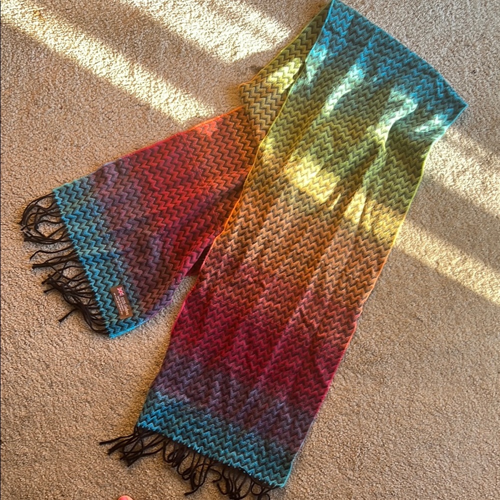 Cashmere Chevron Patterned Rainbow Scarf